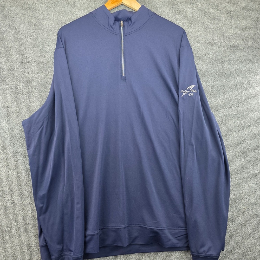 Johnnie-O Performance Mens XXL Navy Blue 1/4 Zip Pullover Indian‎ Wells CC Logo